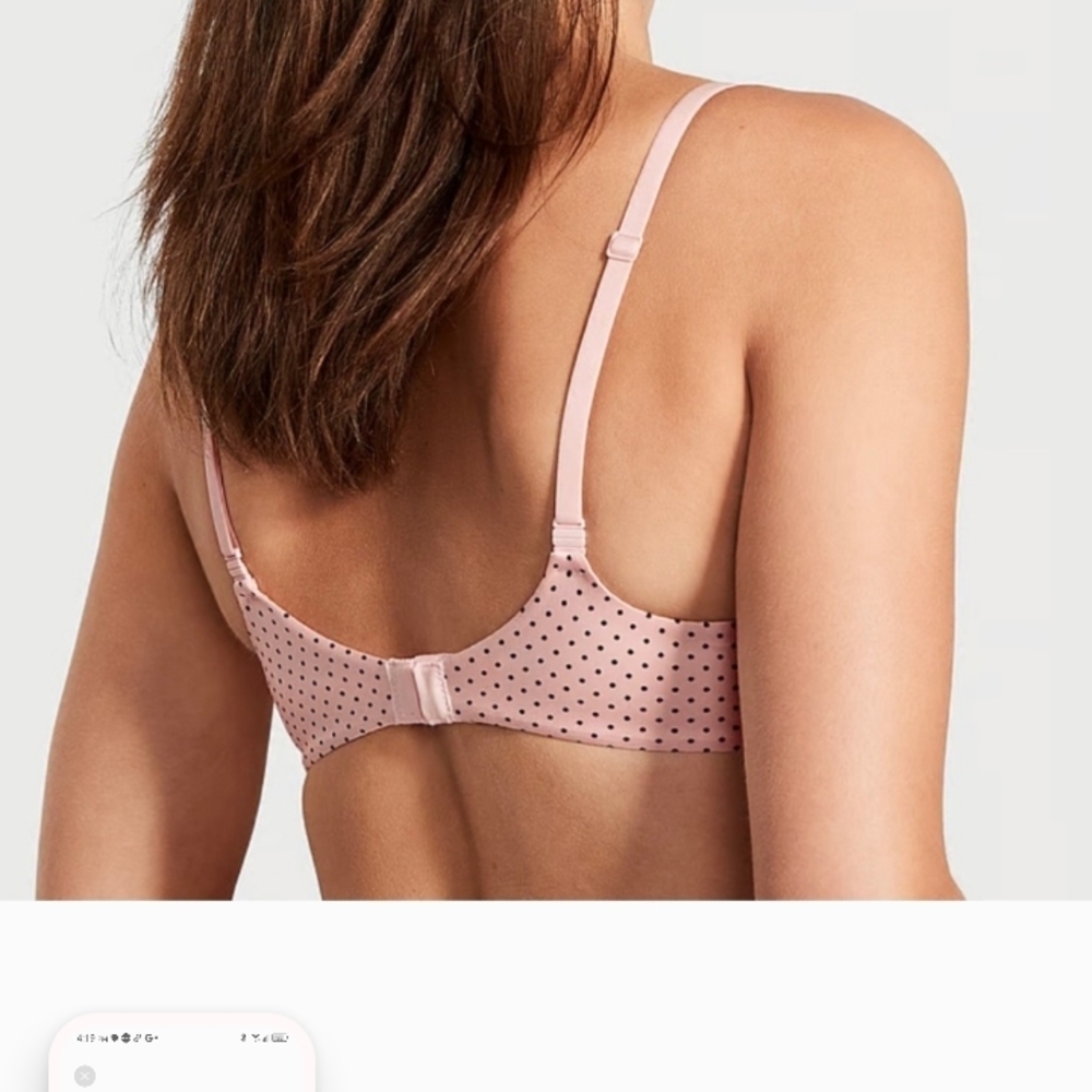 Victoria's Secret Pink and Black Polka Dot Bra Purest Pink - Picture 2 of 10